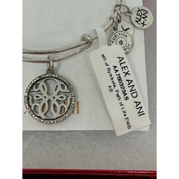 Alex and Ani Path of Life Charm Bangle Bracelet Silver Tone Positive Energy READ - Picture 3 of 8